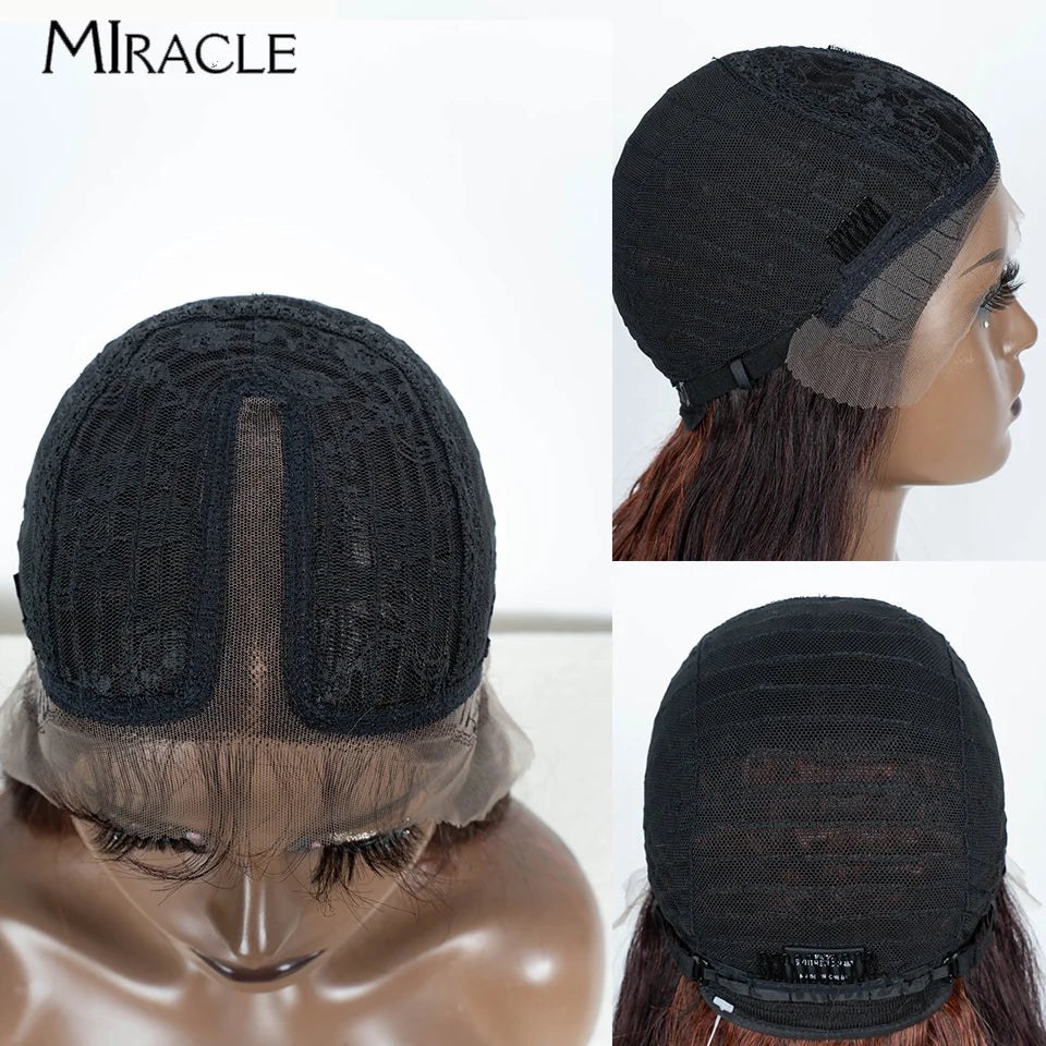 MIRACLE Synthetic 34 Inch Lace Front Wig for Women Ombre Blonde Loose Wave Wigs Famale Cosplay Wig Long Lace Wigs Wavy Fake Hair