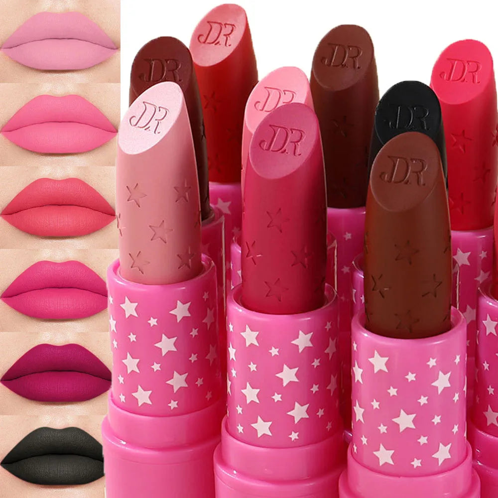 Nude Pink Lipstick Stick Waterproof Sexy Rose Red Velvet Matte Lipstick Lasting Non-stick Cup Lip Gloss Lips Makeup...