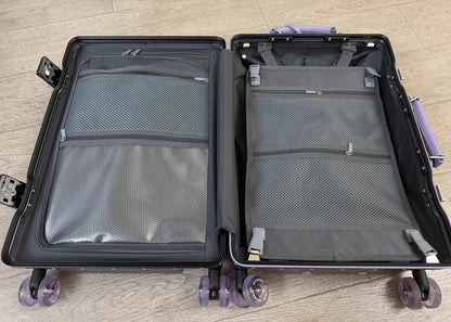 Front Opening Suitcase Aluminum Frame 20" Carry-on Trolley Case Bag with Colorful Silent Wheel USB Charging Plug Rolling Luggage - Kimlud