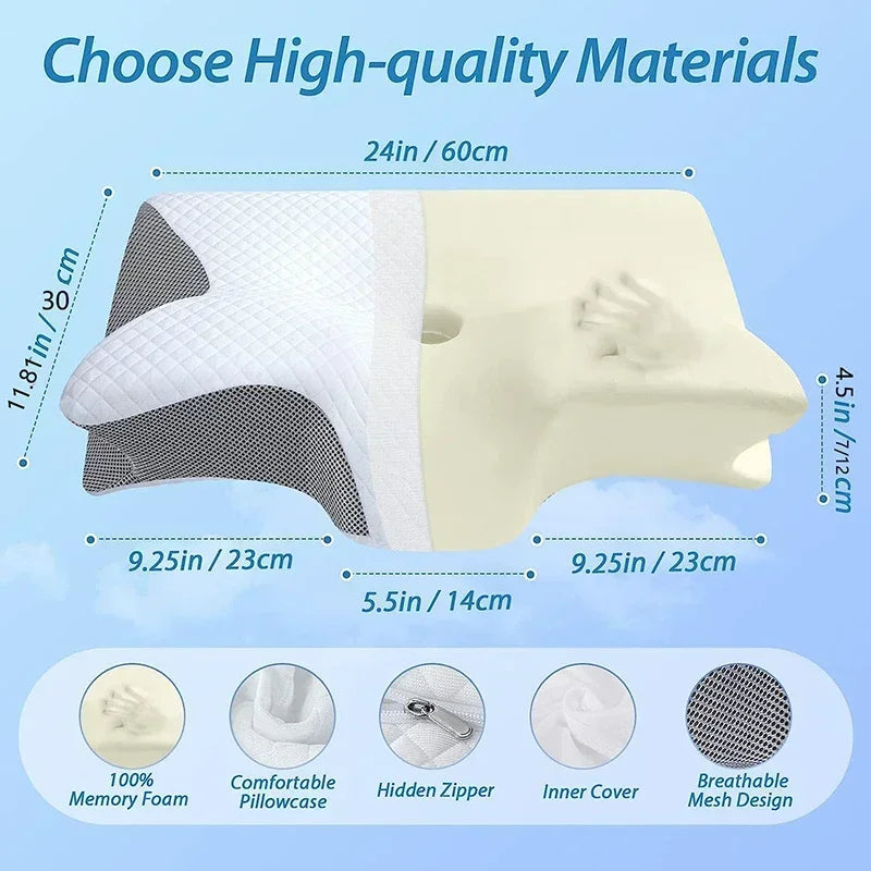 1pc Memory Foam Cervical Pillow Fast Rebound Memory Sleeping Pillows 2in1 Ergonomic Orthopedic Pillow for Neck Pain Neck Pillow