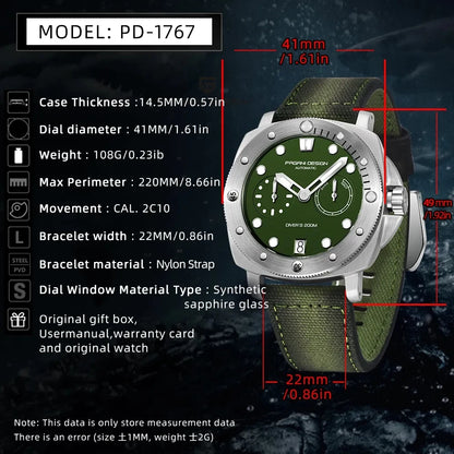 2023 PAGANI DESIGN New Men Mechanical Watch Luxury Sapphire Glass Automatic Watch 200M Waterproof Stainless Steel Watch for Men