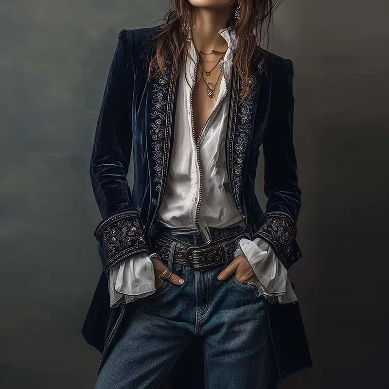 New V Neck Patchwork Elegant Chic Jackets, Women Spring Autumn Long Sleeve Fashion Coat, Casual Simple Ladies Cardigan Outerwear