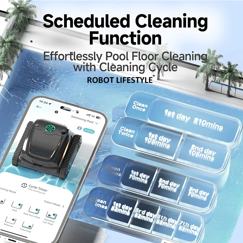 High End Cleaner Pool Robot Cordless S2 for Large Swimming Pools Wall Climbing Function Pool Vacuum Cleaner APP Control