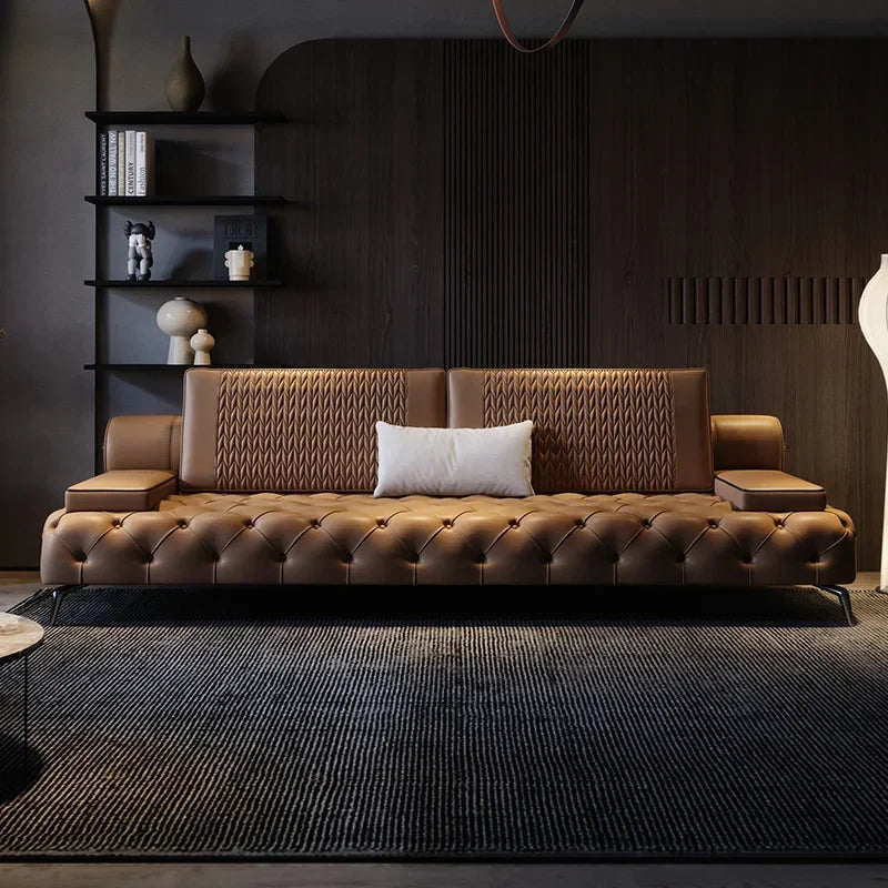 Armrest Large Filler Sofas European Brown Wood Modern Floor Salon Couch Recliner Luxury Nordic Divano Soggiorno Home Furniture - Kimlud