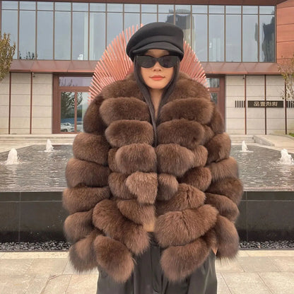 Hot selling winter sable fashion Finnish imported fox fur coat new lapel collar women high-end real fox fur jacket