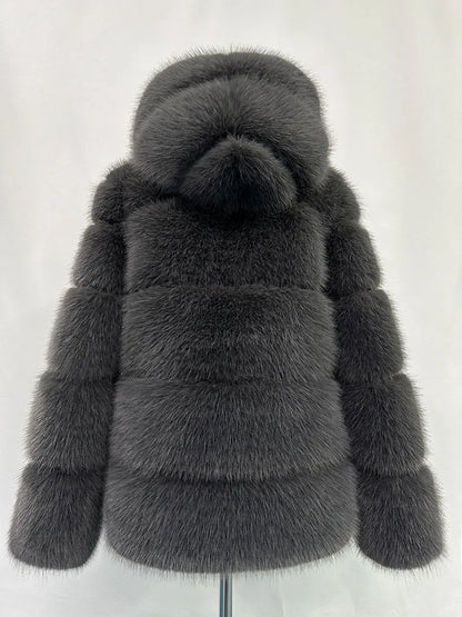 Women Hooded Thick Jackets Fur Faux Solid Zipper Coat Long Sleeve Cardigan Spliced Hoodies Warm Streetwear Coats Winter