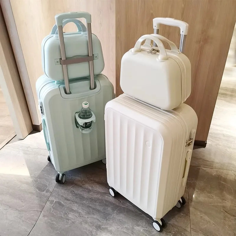Large Capacity Suitcase Lightweight Suitcase Set 20 Inch Carry on Cabin Suitcase Trolley Luggage with Cup Holder
