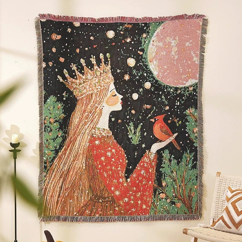 Ladies Sofa Blanket Oil Painting Woman Home Decoration Camping Blanket Bedspread Picnic Mat Aesthetic Wall Tapestry Bed...