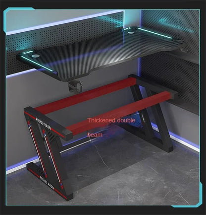 Light Luxury Gaming Table Carbon Fiber Computer Desks and Chair Set European Office Furniture Home Iron Bedroom Writing Table GL