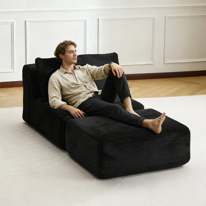 Corduroy Sofa Bed，Comfortable Small Single Sofa，Compression Sofa Seat，Foldable Lounger for Bedroom, Guest Room or Living Room - Kimlud