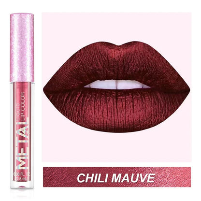 Matte Metallic Liquid Lipstick 12 Colors Waterproof Lasting Glitter Lip Gloss Shiny Shimmer Lip Tint Party Festival Lips...