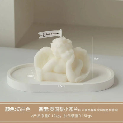 1Pc Nordic Style Cupid Angel Soy Wax Candle - Smokeless Essential Oil Aromatherapy Candle for Home Decor & Photo Props