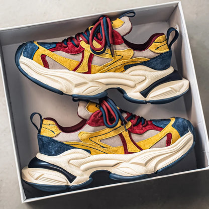 Lacing up Men's and Women's Couple Sport Shoes 2025 Thick Sole Luxury Design Casual Retro Dirty Casual Sneakers Breathable Upper - Kimlud