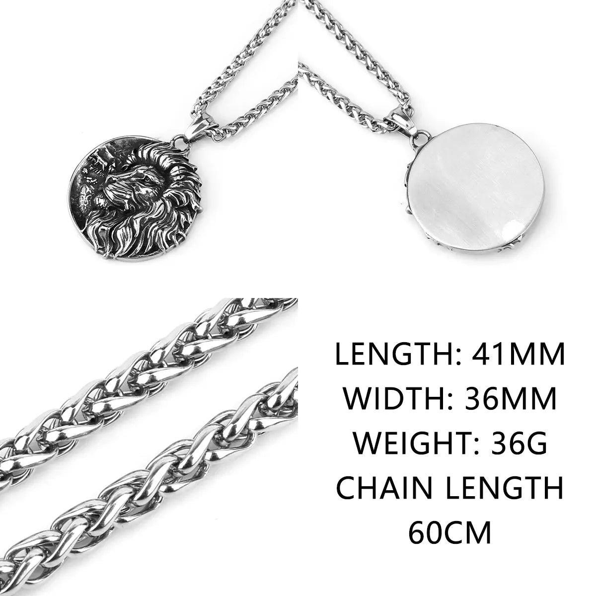Stainless Steel Nordic Vikings Lion Necklace for Men Vintage Punk Hip Hop Biker Pendant Necklace Chain Jewelry Gift Wholesale