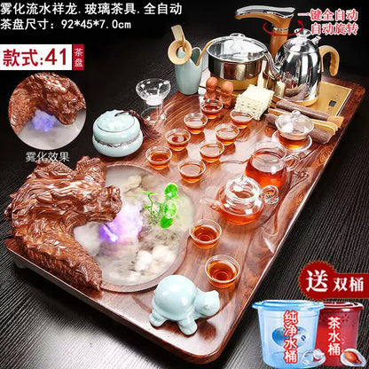 Luxury Rectangle Tea Tray Hospitality Ceremony Serving Accessories Drainage Tea Tray Chinese Kung Fu Bandejas Home...
