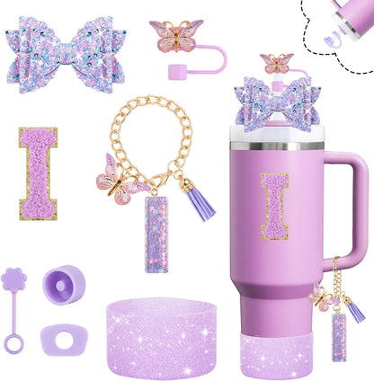 8pcs Cup Accessories Set 30oz 40oz tumbler Straw Topper Cover, Boot, Spill Proof Stoppers, Handle Charms Sticker for Stanley Cup