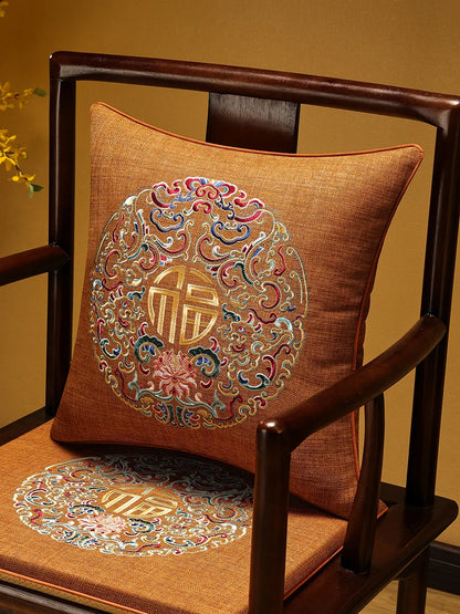 Embroidered Chinese Luxury Cushion Cover 45x45cm Elegant Crane Decorative Linen Pillowcase Living Room Sofa Autumn Pillow Covers