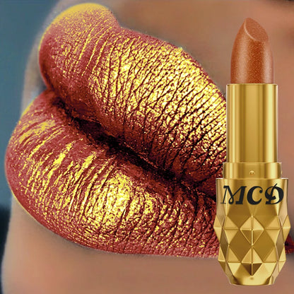 Matte Diamond Lipstick Waterproof Glitter Metallic High Lip Tint Pearlescent Pink Lip Makeup for Women Gift Cosmetic Lip Glaze