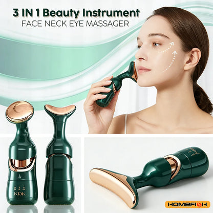 HOMEFISH 3 In 1 Facial Lifting Device Neck Facial Eye Massage Face Slimmer EMS Beauty Skin Tightening Wrinkle Anti Face Massager