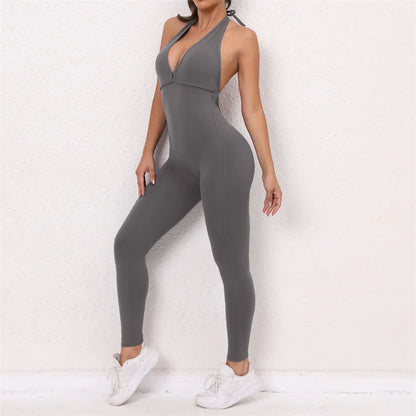 Fitness Jumpsuits Women Sports Bodysuit Scrunch Butt Romper Booty Leggings Push Up Yoga Pants Workout Clothing Gym Activewear