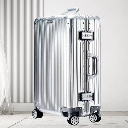 100% Aluminum Suitcase Cabin 20/26/30 inch TSA Customs Lock Aluminum Carry on Luggage Metal Hard Trolley Case Travel Suitcases