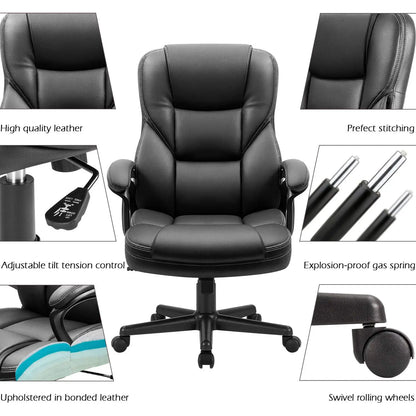 Office Executive Chair High Back Adjustable Managerial Home Desk Chair, Swivel Computer PU Leather Chair with,...