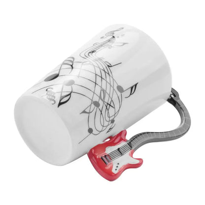 ABAH-Creative Music Style Guitar Mug Coffee Tea Milk Stave Cups With Handle Coffee Mug Novelty Gifts Red Guitar Black |...