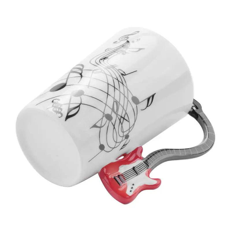 ABAH-Creative Music Style Guitar Mug Coffee Tea Milk Stave Cups With Handle Coffee Mug Novelty Gifts Red Guitar Black |...