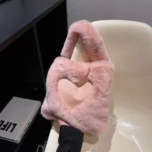 Faux Fur Winter Women Handbags Large Capacity Cute Plush Ladies ShoulderBag Female Clutch Purse Handbags Messenger Tote Bag 2023