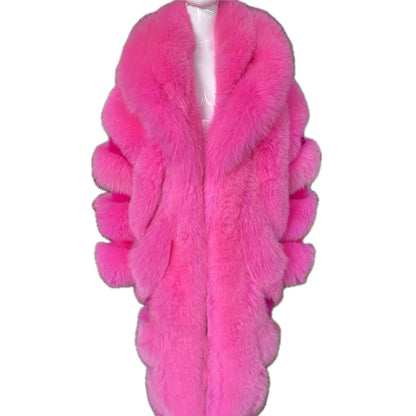 YOLOAgain Real Fox Fur Jacket For Women Luxury Natural Fox Fur Coat Winter Outerwear