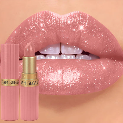 Diamond Shiny Velvet Matte Lipstick Glitter Shimmer Pearlescent Sexy Red Lip Tint Non-Stick Lip Stick High Pigment Lips Cosmetic