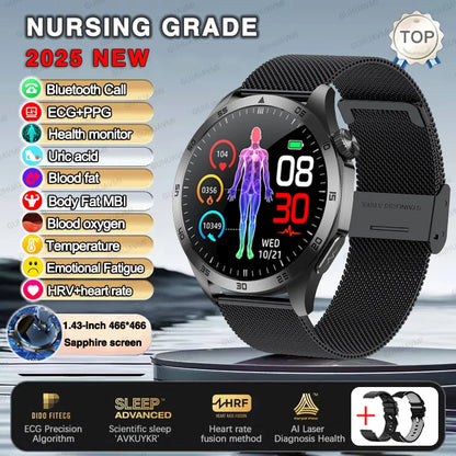 2025 New For Huawei ECG+PPG Laser Treatment Health Smart Watch Three highs Clock Blood pressure Heart rate Men HD Call Bracelet