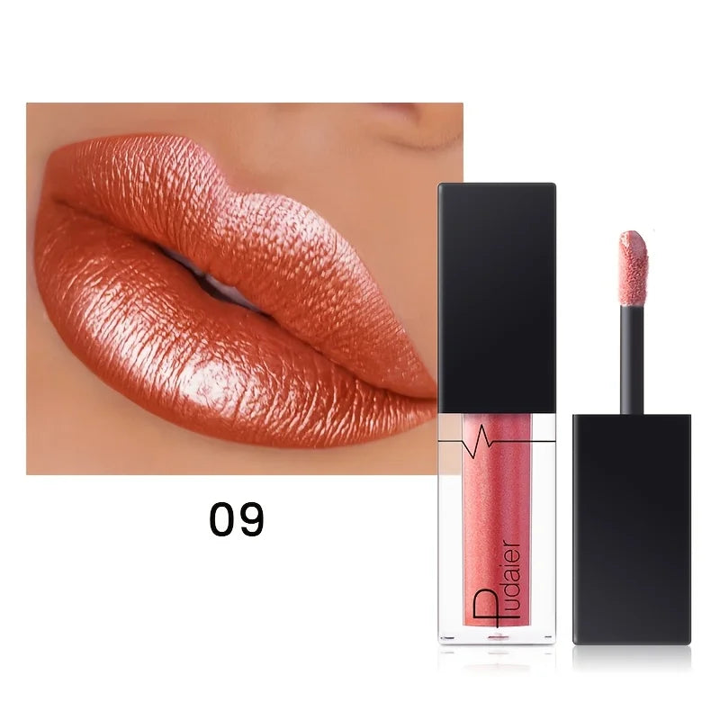 Glitter Pearl Lip Gloss Lipstick, Hydrating, High Pigment, Smudge-proof, Waterproof and Sweat-resistant, Perfect Christmas Gift