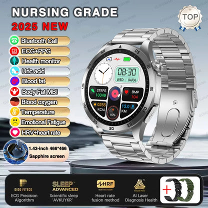2025 New For Huawei ECG+PPG Laser Treatment Health Smart Watch Three highs Clock Blood pressure Heart rate Men HD Call Bracelet