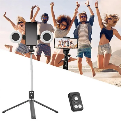 67Inch Height Selfie Stick Tripod With Light And Wireless Remote Portable Phone Tripod For Travel Cell Phone Holder Mount Pink