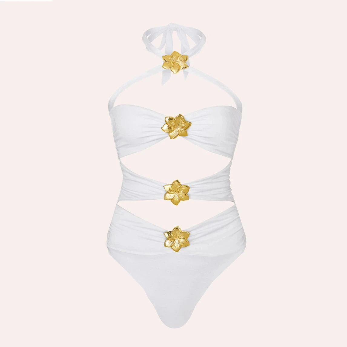 2025 Hot Sale Flower Women One Piece Swimsuit With Skirt Sexy Cut Out Swimwear Mujer Monikini Bathing Suit Lady Beach Suit