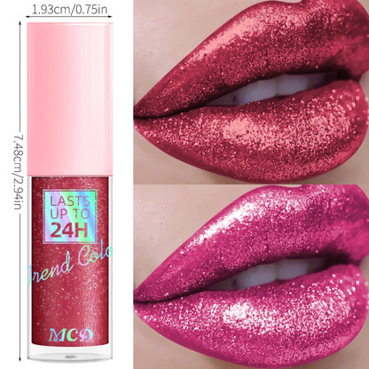 1PC Glitter Lip Gloss Long Lasting Waterproof Metallic Liquid Lipstick Pearl Shining High Pigment Lip Tint Korean Makeup Gifts