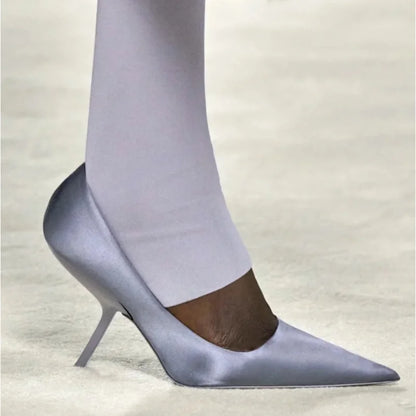 2025 New Style Women's High Heels Shoes Patent leather Pointed Toe Solid Color Night Club Party Shoes Femme Summer Half Slippers