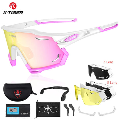 X-TIGER Cycling Glasses UV400 Photochromic Cycling Sunglasses Sports Polarized Men's Sunglasses MTB Racing Bike Glasses Eyewear