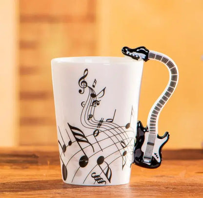 Cups with Handle Novelty Gifts 240ml Creative Music Ceramic Mug Guitar Violin Style Cute Coffee Tea Milk Stave Mugs |...