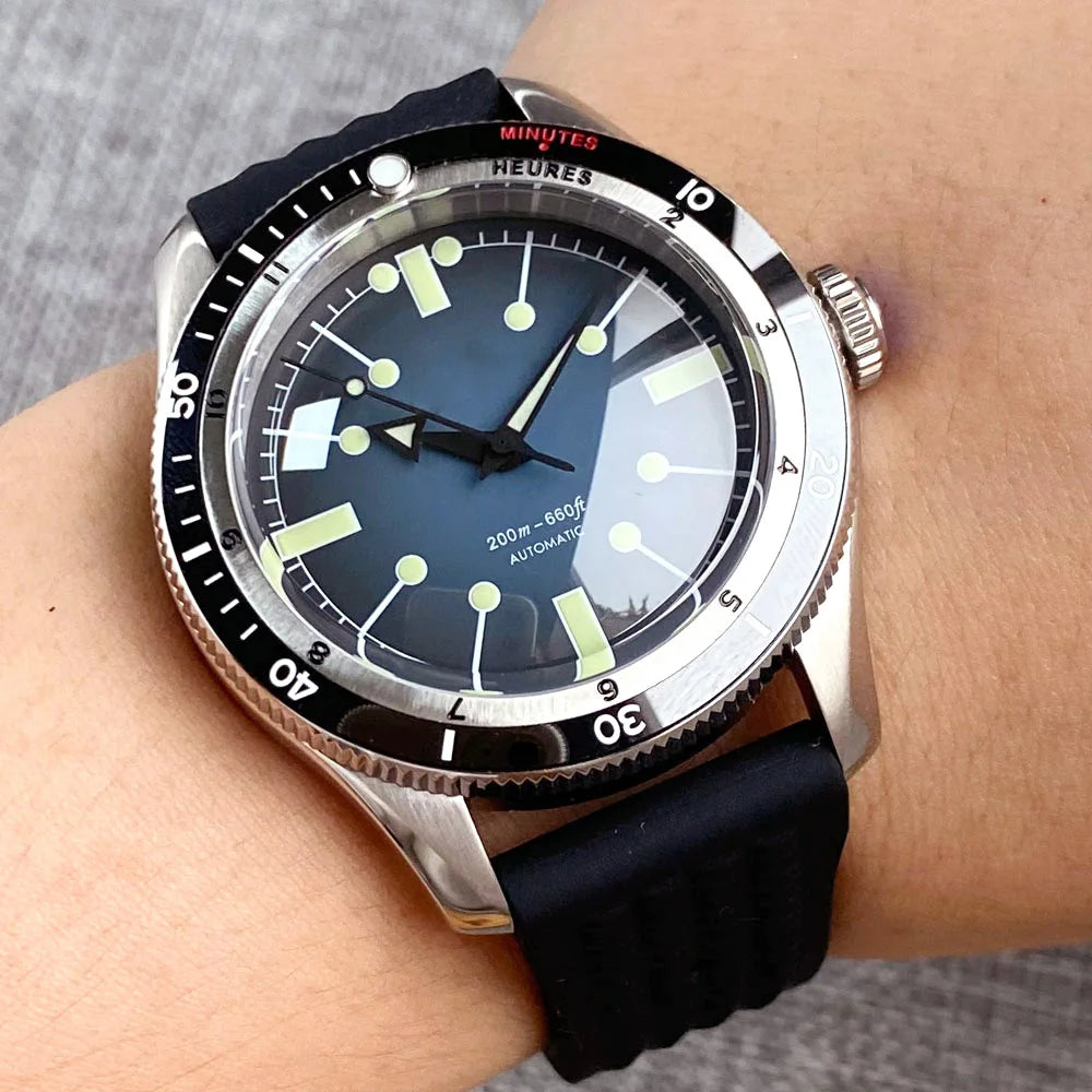 Tandorio Vintage 20ATM Dive Swim Watches Domed Sapphire Black White NH35 PT5000 40mm Automatic Mechanical Men Watch Luminous New