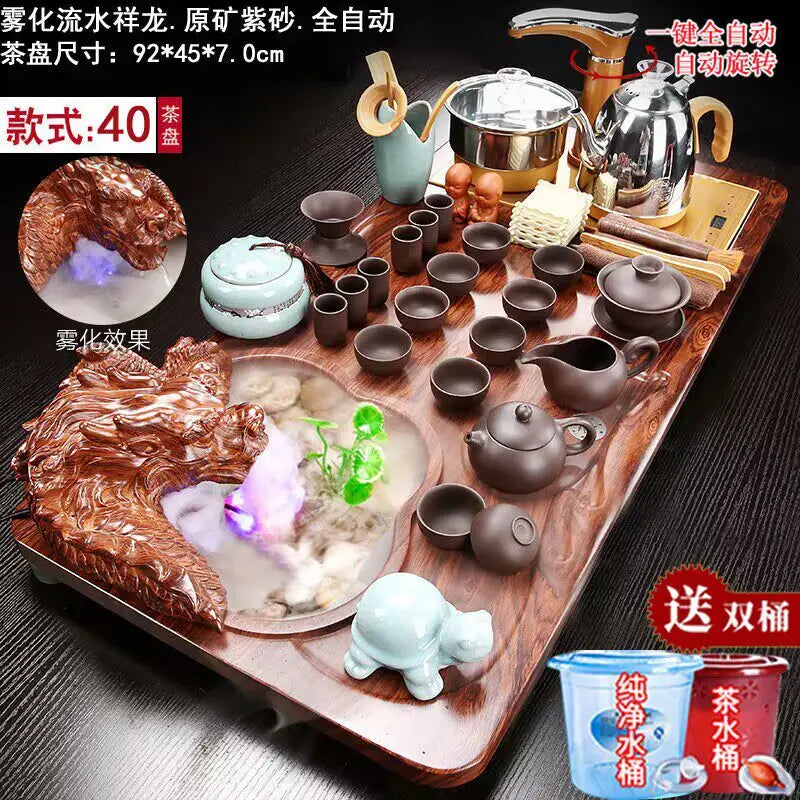 Luxury Rectangle Tea Tray Hospitality Ceremony Serving Accessories Drainage Tea Tray Chinese Kung Fu Bandejas Home...