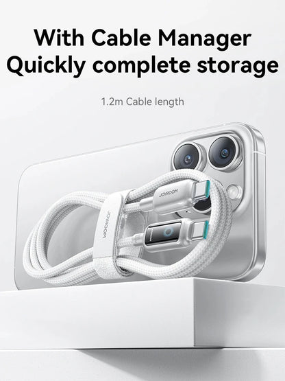 Joyroom 100W USB C Cable Automatic Power Off Fast Charge Type C Cable For iPhone 16 15 Pro Max  Xiaomi Sumsang Huawei