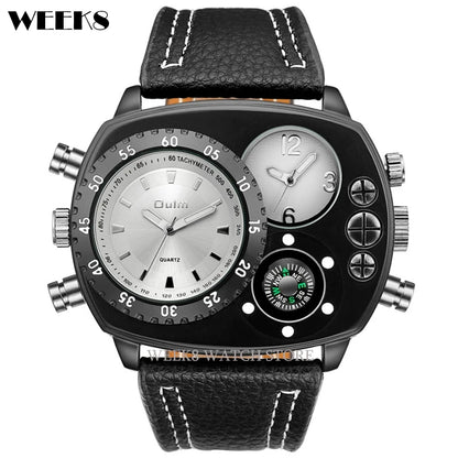 Luxury Sports Watches for Men Top Brand Casual Military Big Dial Cool Man Unique Wristwatch Male Decorative Compass Quartz Clock