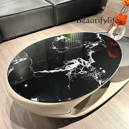 LOval Special-shaped Coffee Table Small Apartment Living Room Tea Table Modern High-end Designer New Luxury Stone - Kimlud