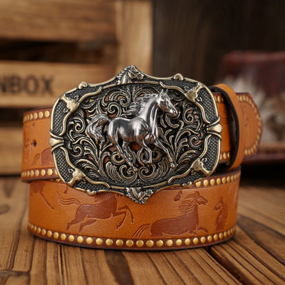 A unisex Western-style PU belt with buckles, Bohemian style, casual and retro, suitable for daily wear when going out