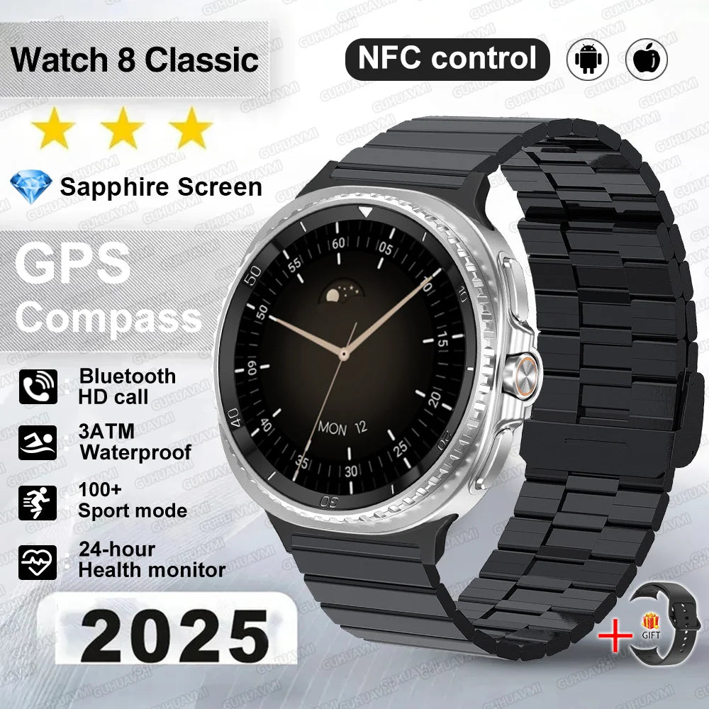 Watch 8 Ultra Classic GPS SmartWatch Compass NFC Men AMOLED Call Chat GPT Watches 3ATM Waterproof Sports Fitness Ms. Smartwatch