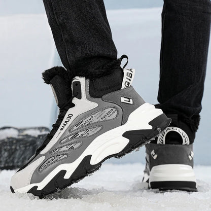 Men's Thermal Waterproof Winter Boots - Non-Slip Plush Lined Snow Sneakers for Cold Weather