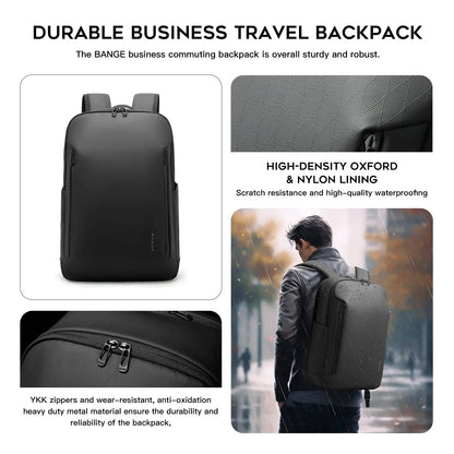 BANGE New Casual Multi-Pockets Big Capacity Daily 15.6inch Laptop Light Waterproof For Business Trip Roomy Men Backpack with YKK