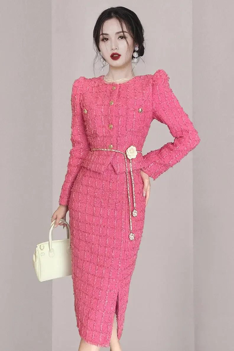 Insozkdg 2024 New Trendy Skirt Suits Autumn Chic Style Two-Piece Set Elegant Charm Women Female Office Lady Girl High Quality